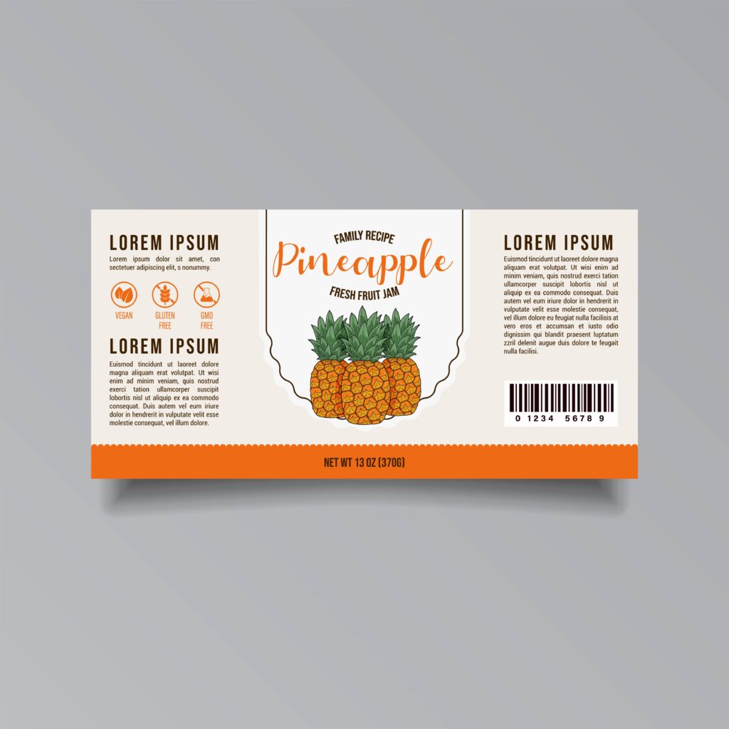 21025845 pineapple jam label template abstract modern vector packaging design layout isolated